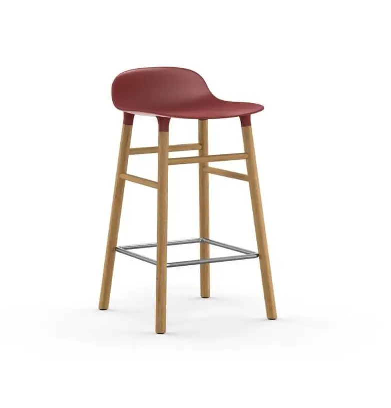 Normann Copenhagen Form Barhocker SH: 65cm - Rot/Eiche