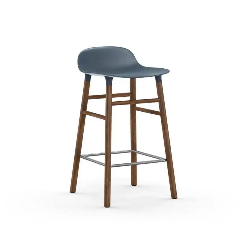 Normann Copenhagen Form Barhocker SH: 65cm - Blau/Walnuss