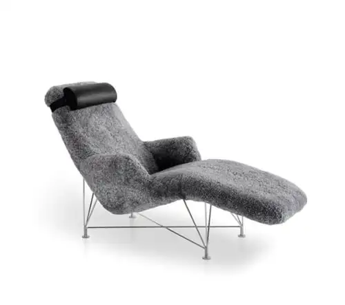 Dux Superspider-Sessel – Graues Schaffell/schwarzes Leder