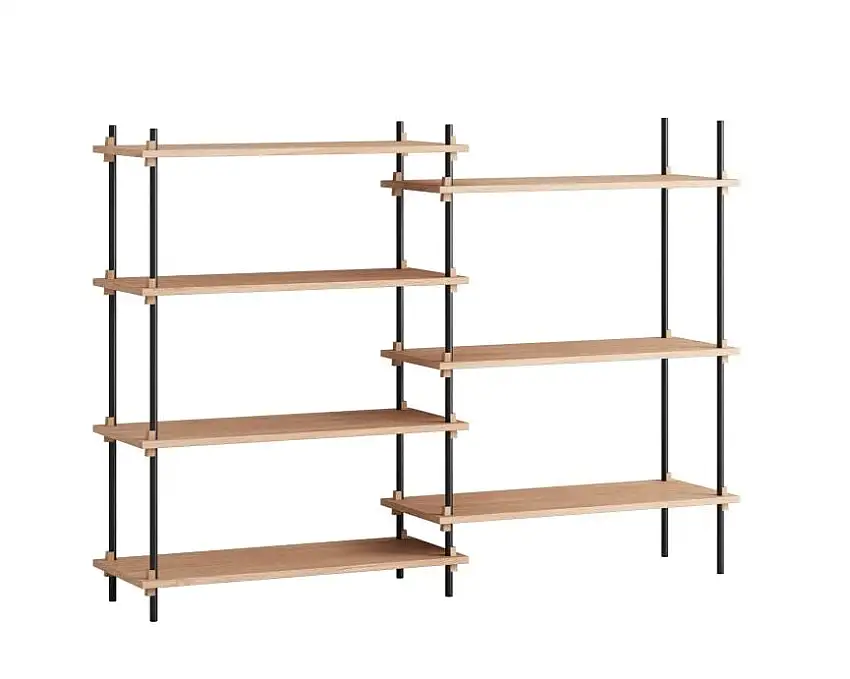 Moebe Regalsystem Mittel/Doppelt 115x162 cm - Eiche/Schwarz