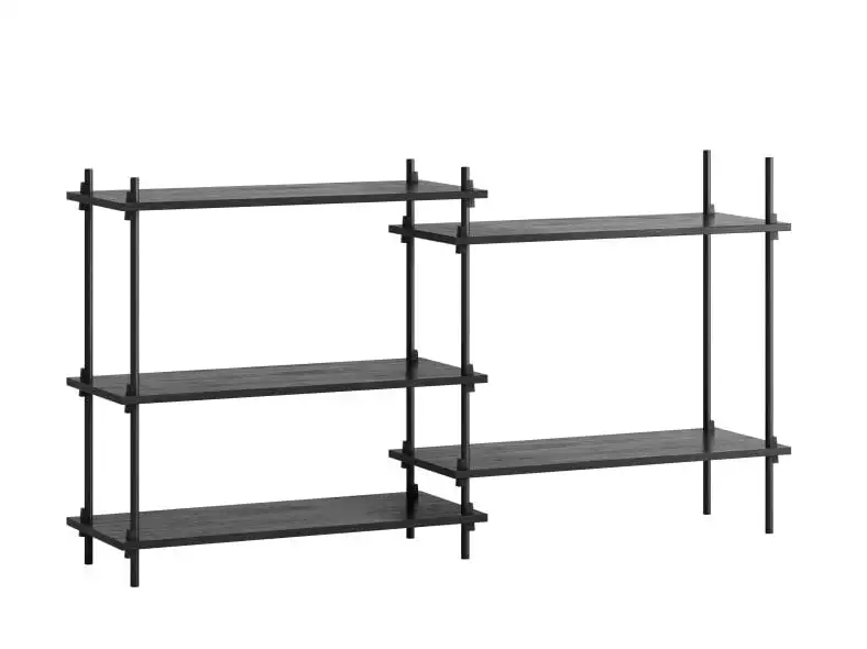 Moebe Regalsystem niedrig/doppelt 85 x 162 cm – Schwarz