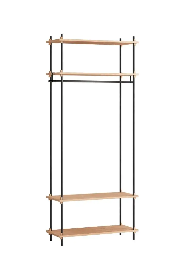 Moebe Regalsystem Offener Kleiderschrank 200x85 cm - Eiche/Schwarz