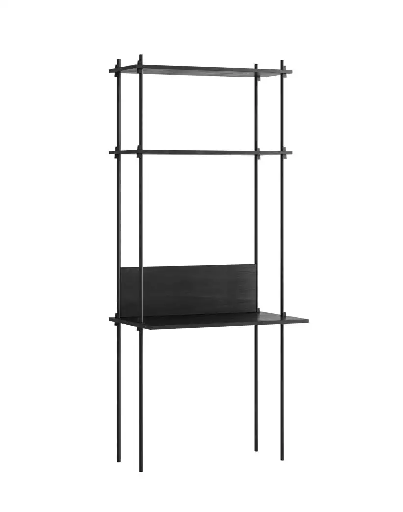 Moebe Regalsystem Schreibtisch hoch 200x85 cm - Schwarz