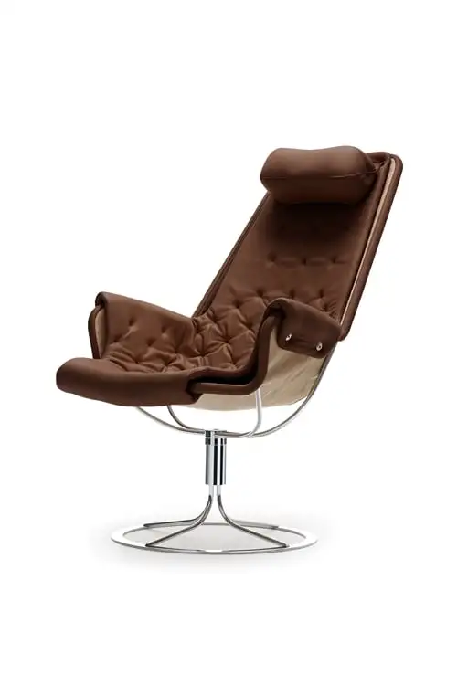 DUX Jetson Classic Sessel SH: 40 cm – Braunes Leder/Silber
