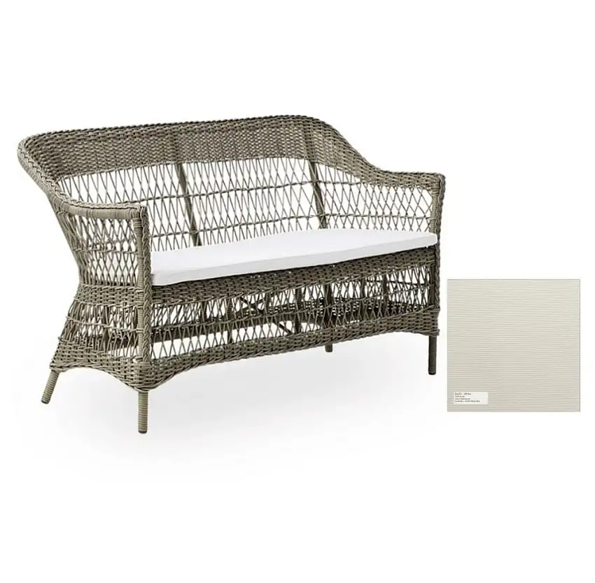 Sika-Design Charlot Außenbereich 2 Pers. Sofa L: 134 cm - Antikgrau/B45 Tempotest Weiß