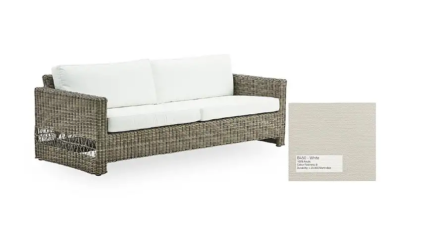 Sika-Design Carrie Exterieur 3 Pers. Sofa L: 200 cm - Antikgrau/B450 Tempotest Weiß