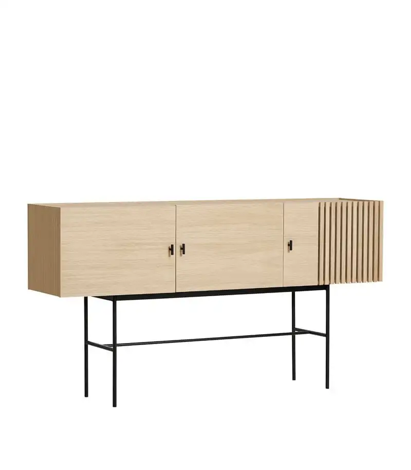 Woud Array Beistelltisch L: 180 cm – Weiß pigmentierte/lackierte Eiche