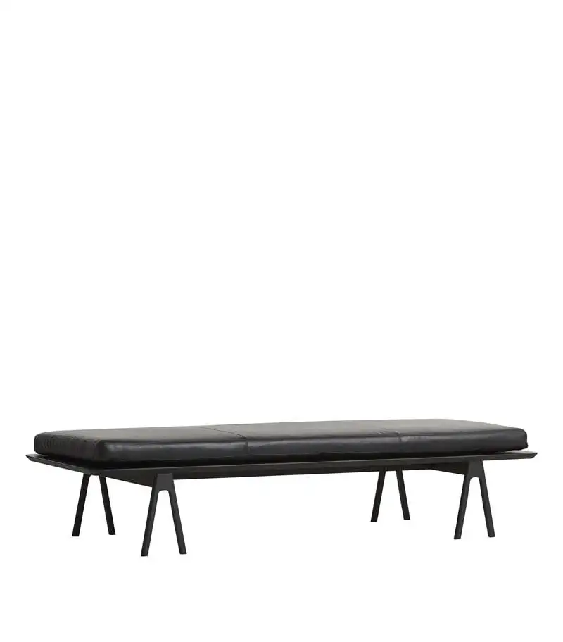 WOUD Level Daybed L: 190 cm – Schwarze Eiche/Schwarzes Leder