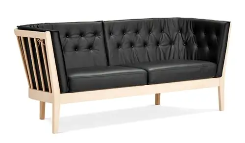 Stouby Maria 3-Personen-Sofa – unbehandelte Buche/schwarzes Sierra-Leder
