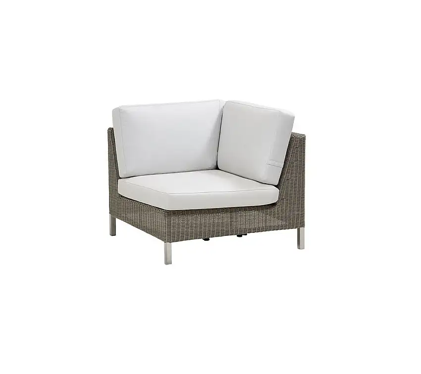 Cane-line Outdoor Connect Eckmodul inkl. Kissenset SH: 30 cm - Taupe/Weiß