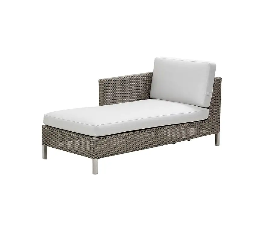 Cane-line Outdoor Connect Chaiselounge Rechts inkl. Kissen L: 153 cm – Taupe/Weiß