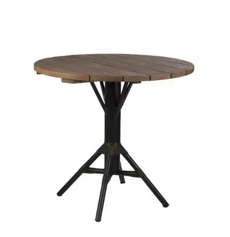 Sika-Design Nicole Cafétisch Ø: 80 cm - Schwarzes Aluminium/Teak