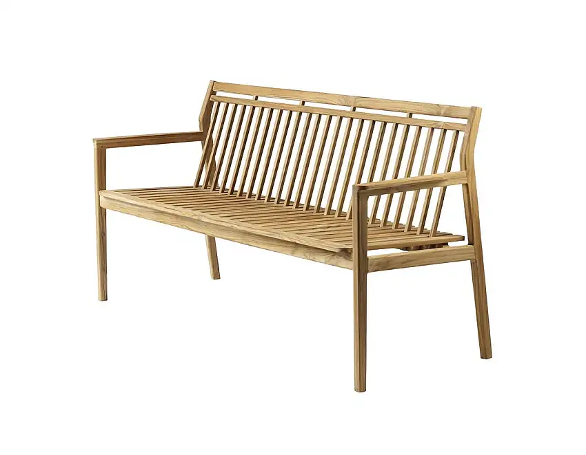 FDB Furniture M11 Sammen 3 Pers. Gartenbank mit Rückenlehne L: 162 cm – Massives Teakholz/Natur