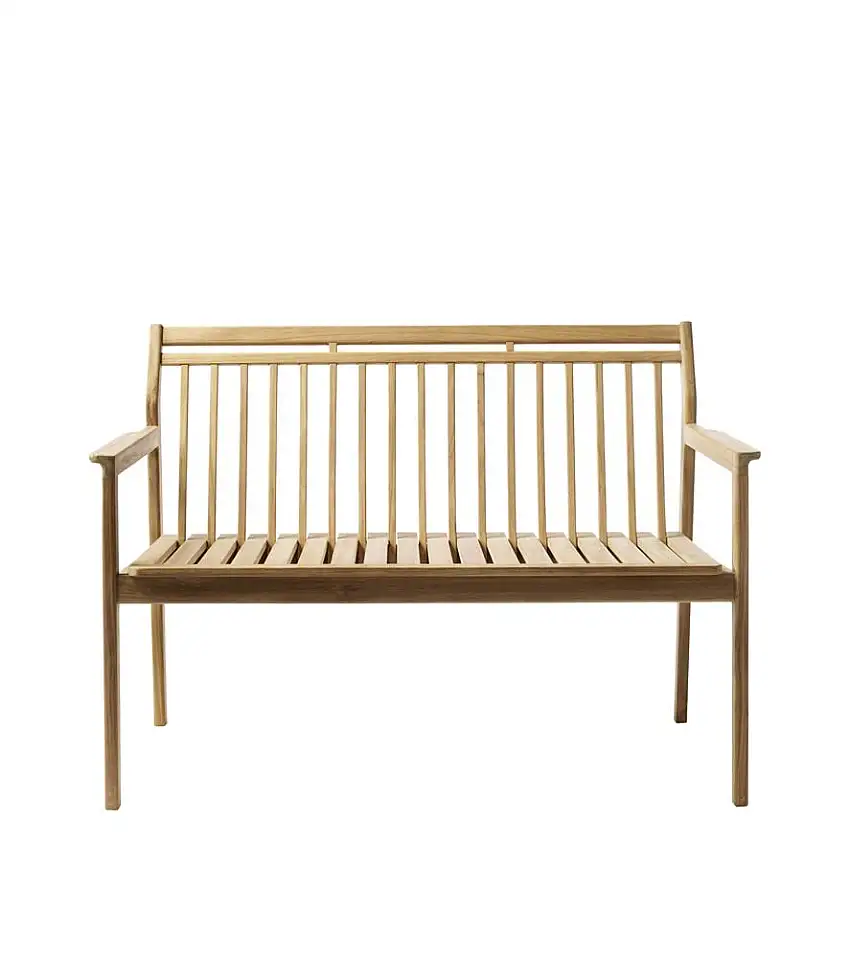 FDB Møbler M12 Together 2-Personen-Gartenbank mit Rückenlehne L120 cm – Massives Teakholz/Natur
