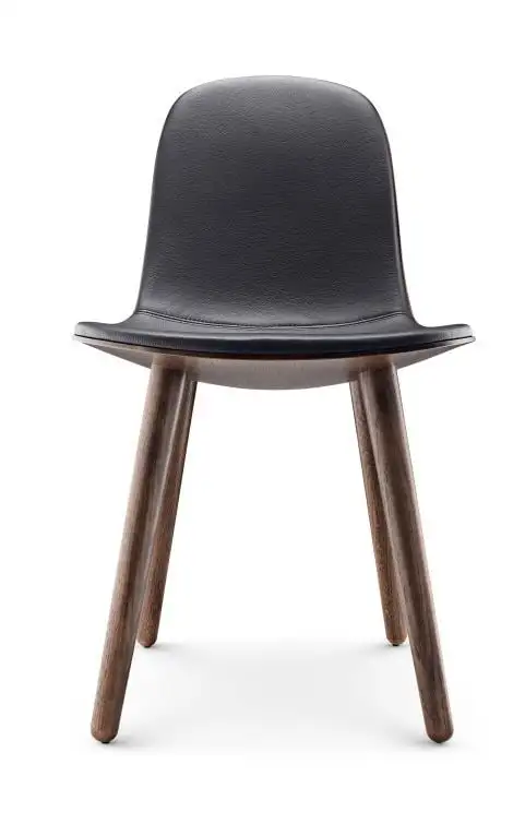 Eva Solo Abalone Esszimmerstuhl SH: 45 cm – Räuchereiche/Schwarzes Leder