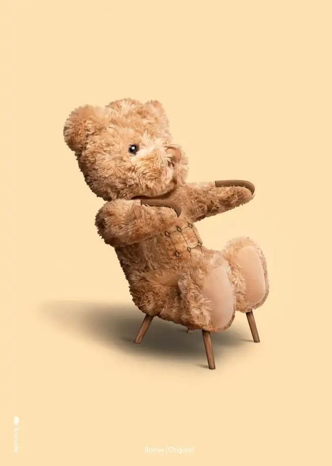 Brainchild Poster 30x40 cm - Teddybär/Sandfarbener Hintergrund OUTLET