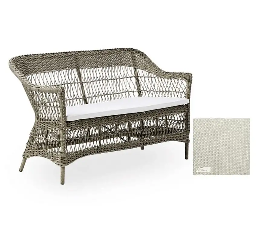 Sika-Design Charlot 2 Pers. Sofa L: 134 cm – Antikgrau/A670 Tempotest Michelangelo Weiß