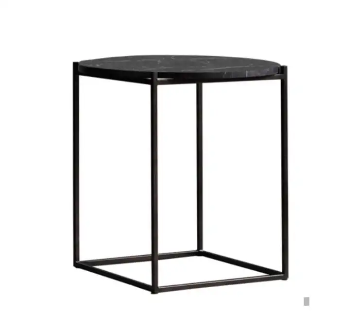 Wendelbo Circle Beistelltisch Ø: 48 cm – Schwarzer Nero-Marquina-Marmor/Schwarz