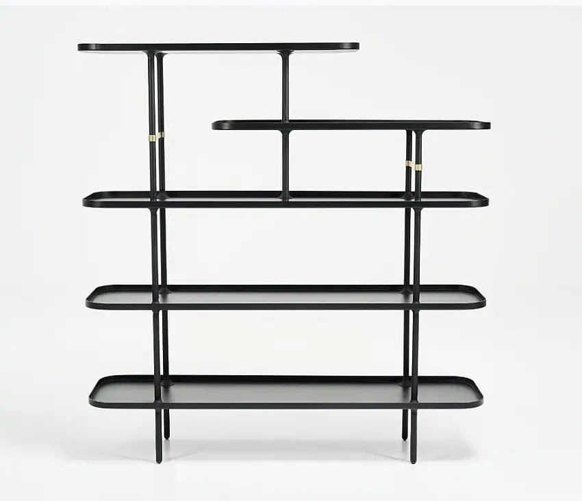 Wendelbo Slice Bücherregal hoch mittel 147 x 140 cm – pulverbeschichteter Stahl/Schwarz