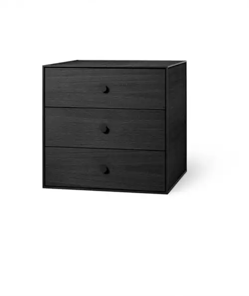 Audo Copenhagen Rahmen 49 49x49 cm inkl. 3 Schubladen – Esche schwarz gebeizt