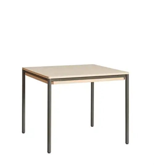 Woud Piezas Esstisch 85x85 cm – Weiße Eiche / Graue Metallbeine