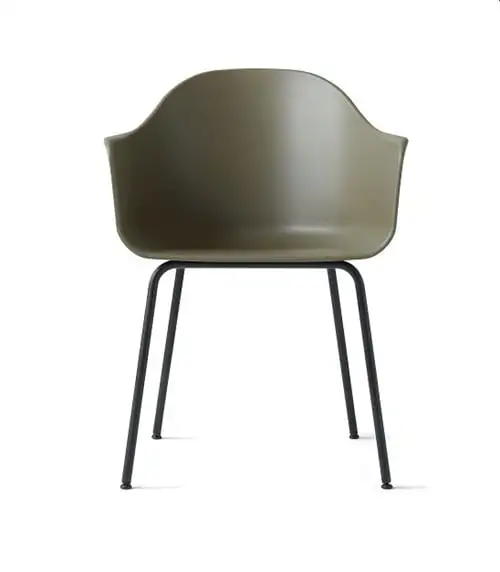 Audo Copenhagen Harbour Esszimmerstuhl SH: 45 cm – Gestell aus olivfarbenem / schwarzem Stahl
