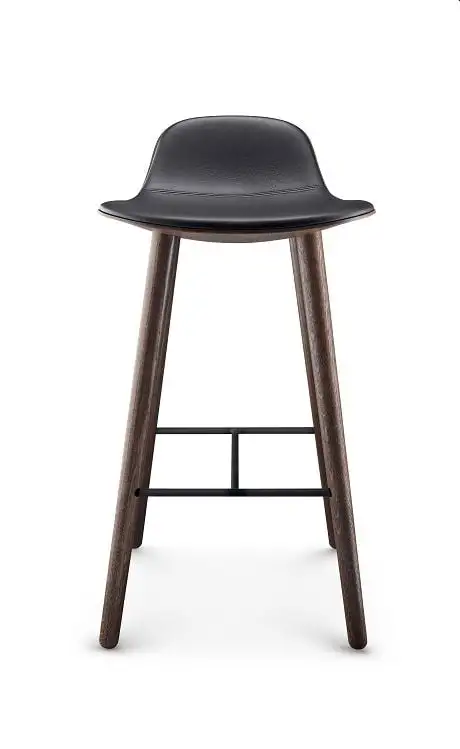 Eva Solo Abalone Barhocker H: 75 cm – Räuchereiche/Schwarzes Leder
