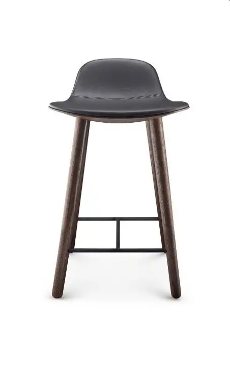 Eva Solo Abalone Barhocker H: 65 cm – Räuchereiche/Schwarzes Leder
