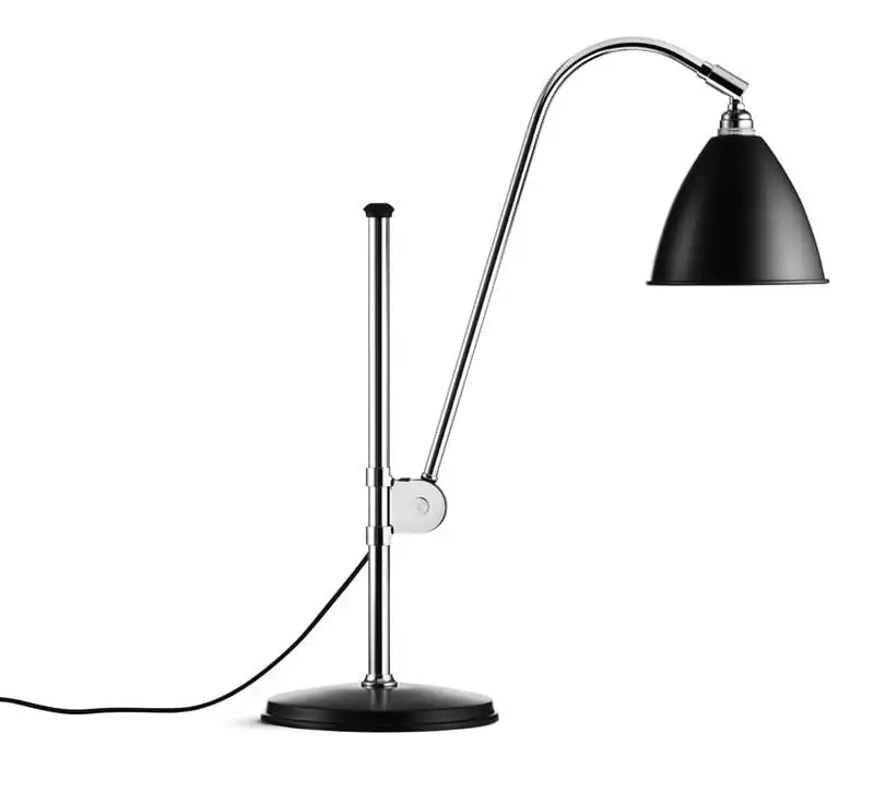 Bestlite BL1 Tischleuchte Ø: 16 cm Chromsockel – Schwarzer halbmatter Schirm