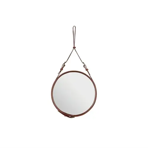 GUBI Adnet Wandspiegel Rund Ø: 45 cm – Hellbraunes Leder