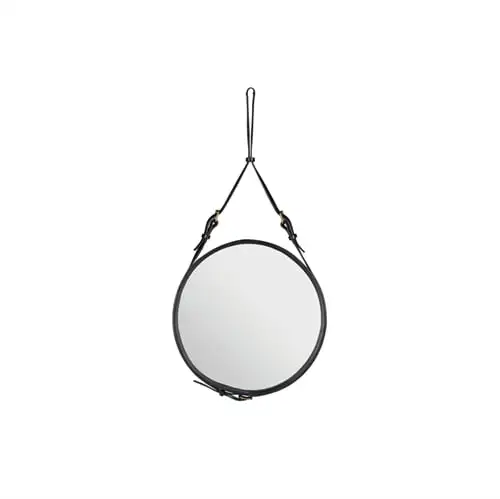 GUBI Adnet Wandspiegel Rund Ø: 45 cm - Schwarzes Leder