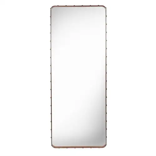 GUBI Adnet Wandspiegel, rechteckig, 70 x 180 cm, hellbraunes Leder