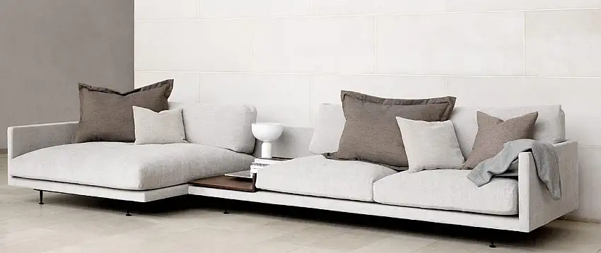 Wendelbo Maho Sofa mit nach links gerichtetem Chaiselong Modul 2 & 25 L: 341 cm – Schwarz lackierter Stahl/Navona Col. 2