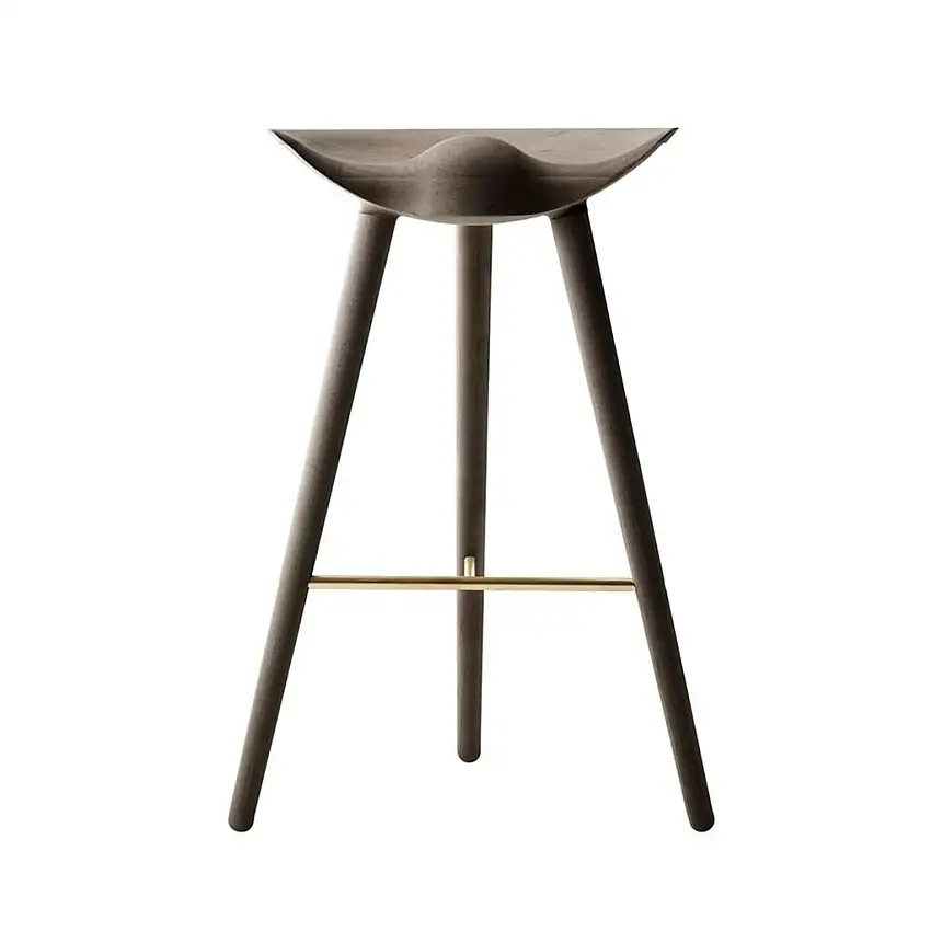 Audo Copenhagen ML42 Barhocker SH: 69 cm - Braun geölte Eiche/Messing