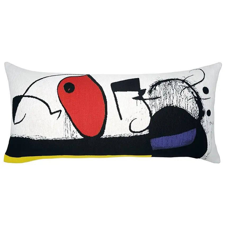 Poulin Design Miró Pude 33x70 cm - Frau mit 3 Haaren, Vögeln, Sternbildern (1973)