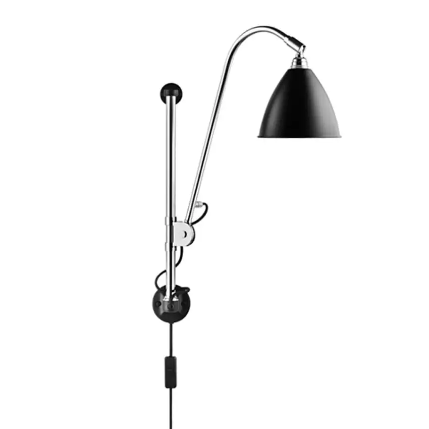 Bestlite BL5 Wandleuchte Ø: 16 cm Chromsockel – Schwarzer halbmatter Schirm