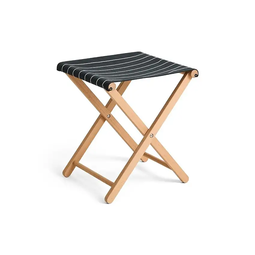 HAY Klapphocker für den Außenbereich B: 40 cm - Schwarz/Beige gestreift