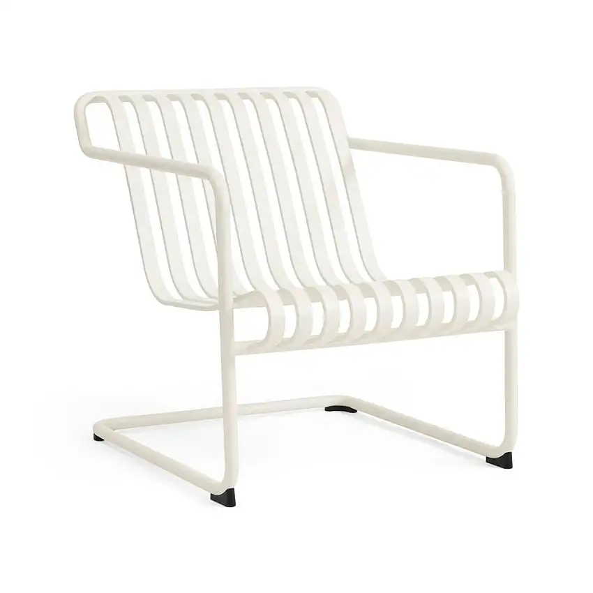 HAY Palissade Freischwinger-Loungesessel, niedrig, Höhe: 71 cm – Cremeweiß