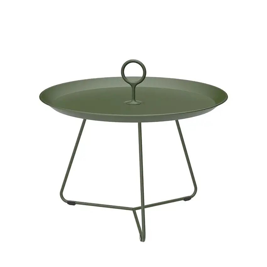 HOUE Tabletttisch mit Ösen Ø: 60 cm - Aluminium/Olivgrün