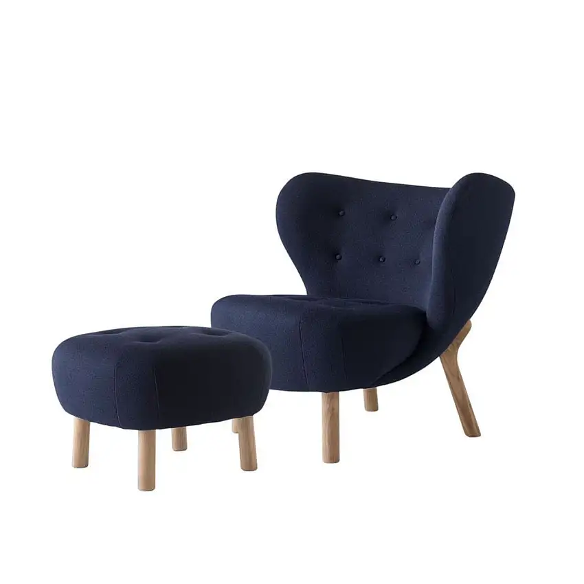 &Tradition Little Petra VB1 Lounge-Sessel & ATD1 Pouf - Geölte Eiche/Vidar 554