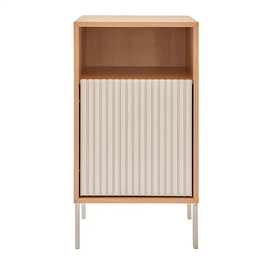 Vipp 672 Nachttisch mit Beinen, Höhe: 48 cm - Eiche hell/Aluminium