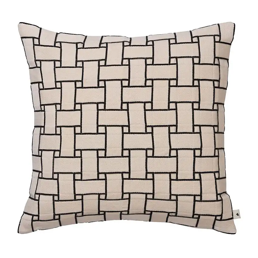 Ferm Living Lattice Pude - Bomuld/Off-White/Sort