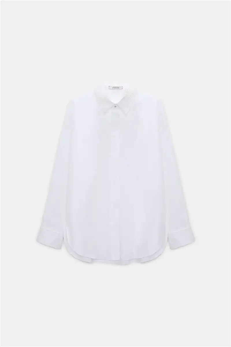 Dorothee Schumacher - Oversized Hemd mit floralem Kragen aus Baumwoll-Popeline weiß