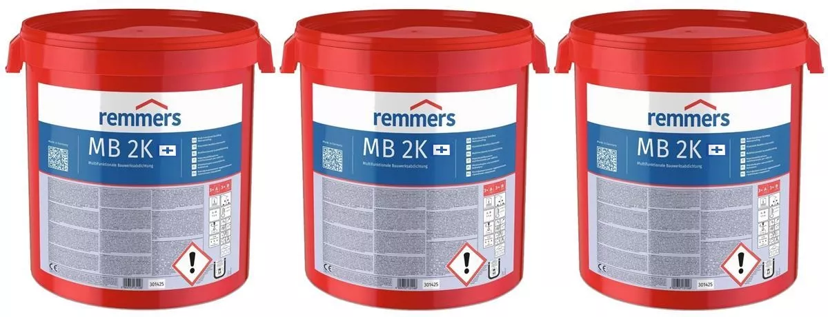 3x Remmers Multi-Baudicht polymere Dickbeschichtung MB 2K plus 75kg Bitumenabdichtung 3er Set