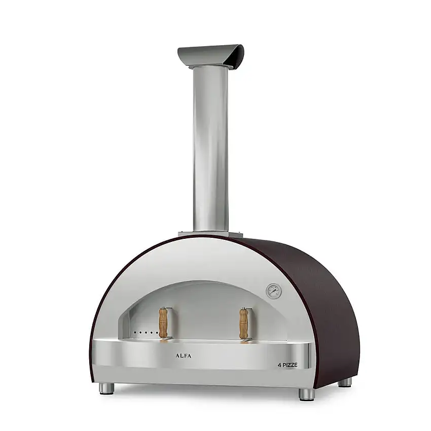 Alfa Forni Classico 4 Pizze, Holz, Kupfer