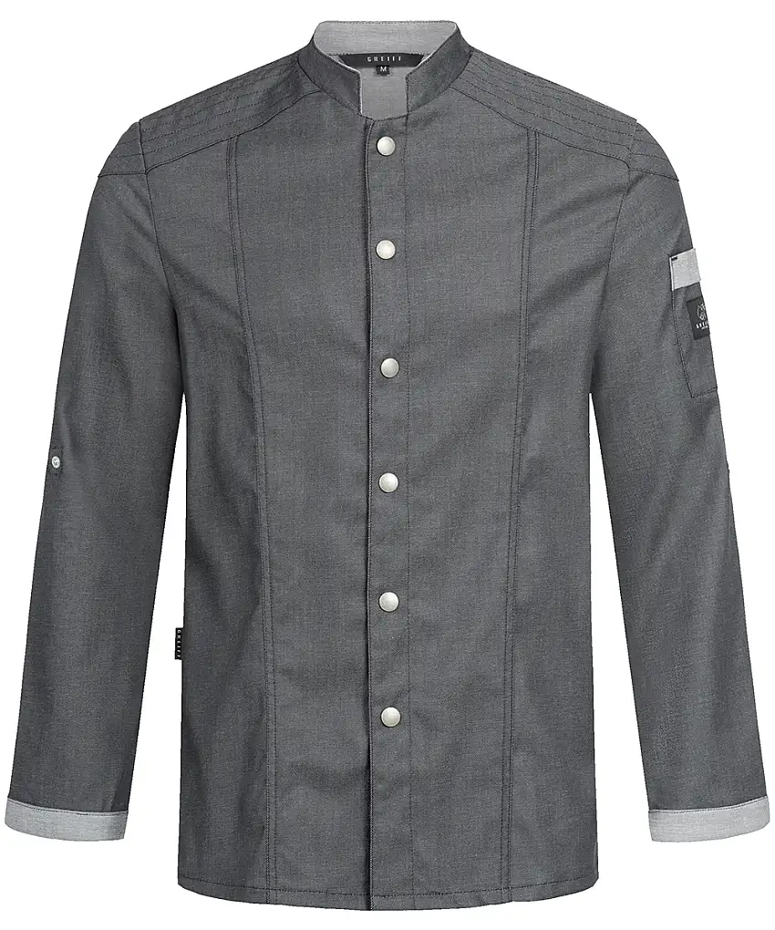 Greiff Herren-Kochjacke denimoptik Anthrazit Regular Fit