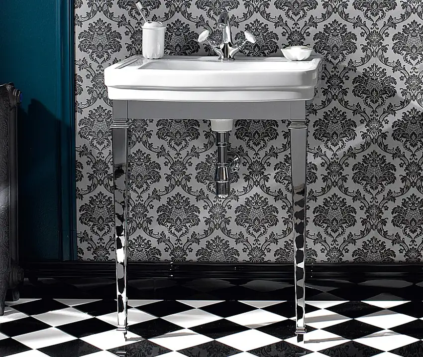 Waschbecken Neoclassica 58cm mit Art Deco Metallunterbau