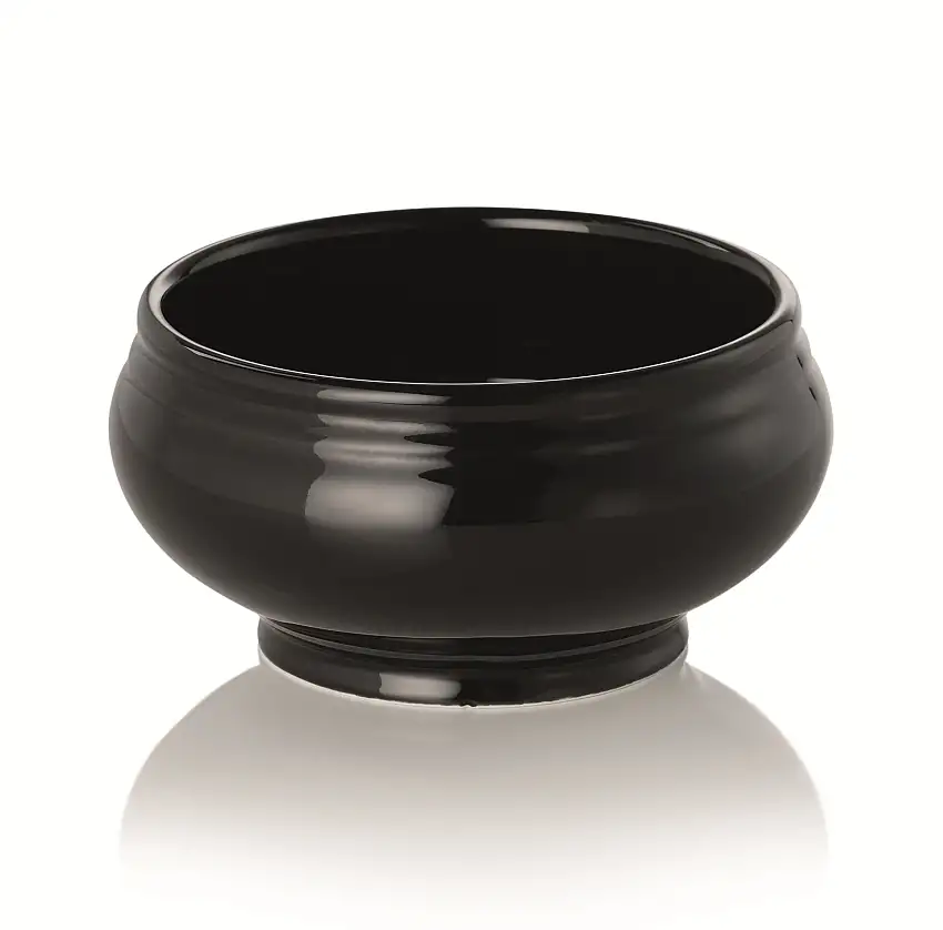 WAS Terrine, 0,5 ltr., Ø 12,5 cm, schwarz glänzend, Porzellan