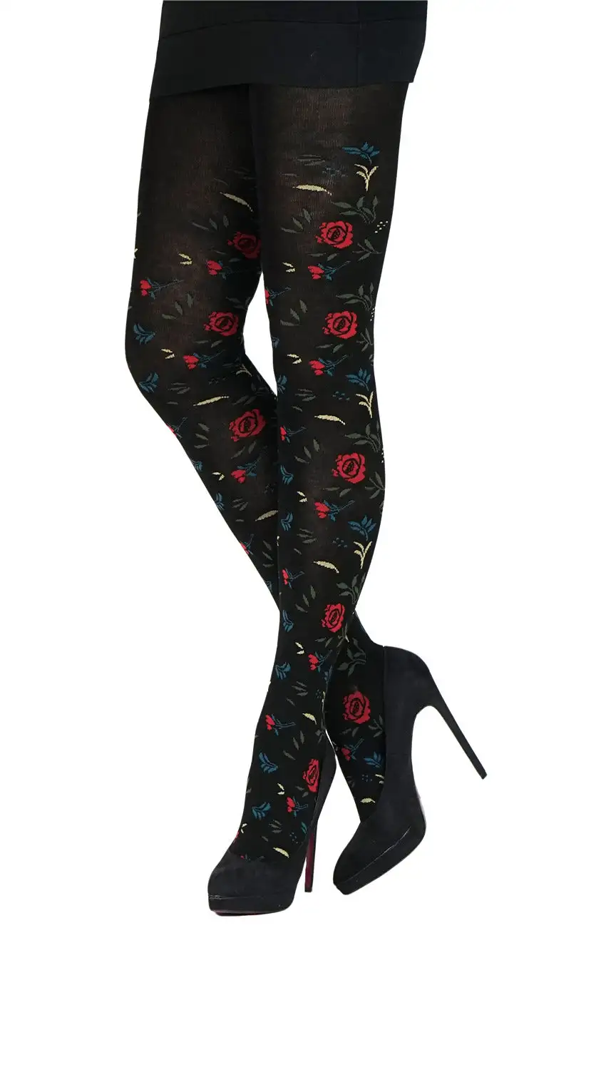 CRÖNERT Damen Strumpfhose Pias Rosen schwarz