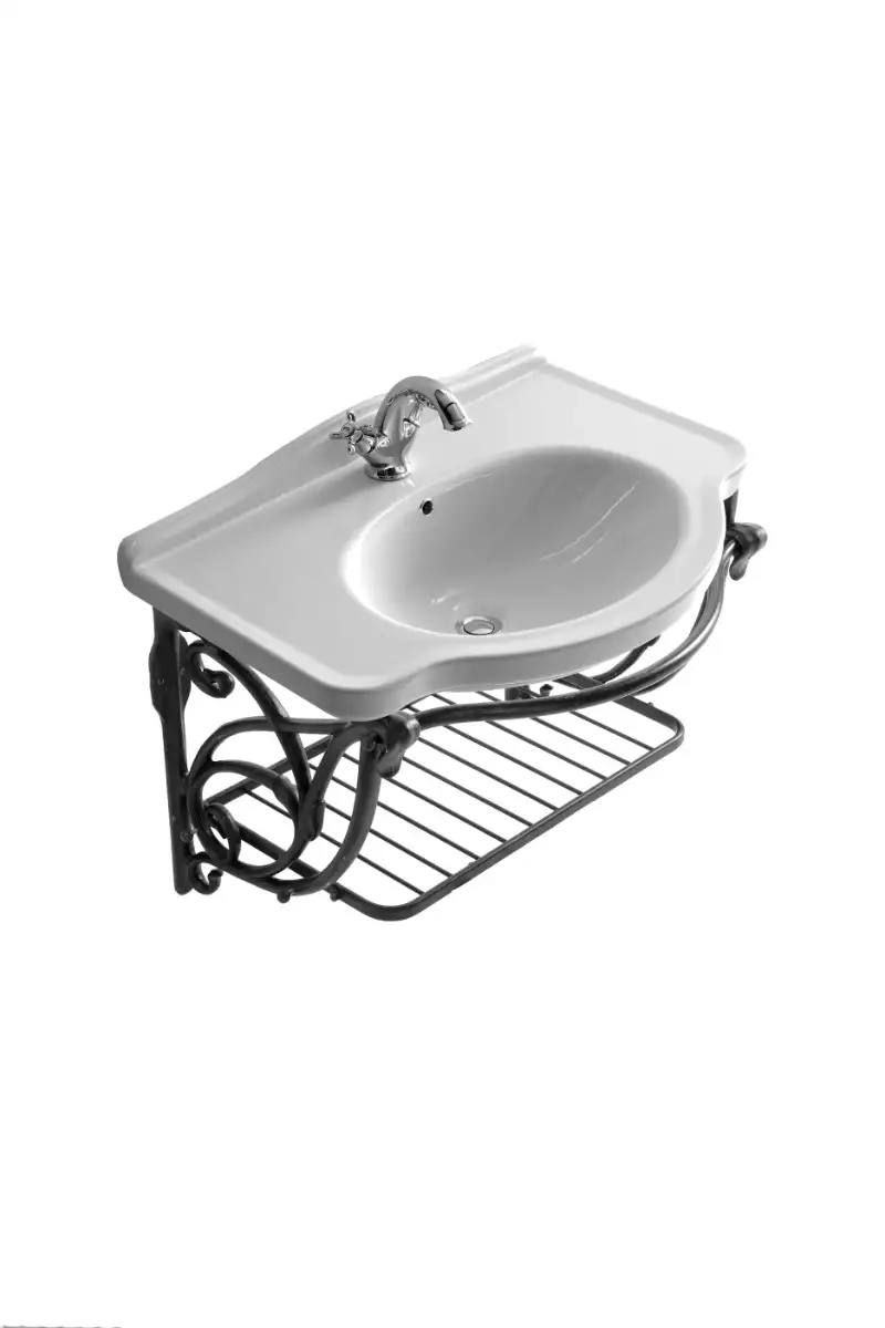 Waschbecken Margaret 75cm mit wandhängenden Aluminiumunterbau